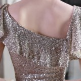 Summer Occassional Silver Sequin Fishtail Cocktail Dress