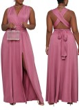 Summer Plus Size Multiway Purple Slit Long Evening Dress