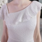 Summer Occassional White Sequin Fishtail Cocktail Dress
