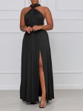 Summer Plus Size Multiway Black Slit Long Evening Dress