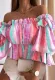Autumn Casual Tie Dye Pink Strapless Peplum Crop Top