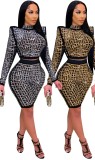 Autumn Sexy Gold Beaded Crop Top and Shorts 2 Piece Set