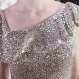 Summer Occassional Silver Sequin Fishtail Cocktail Dress