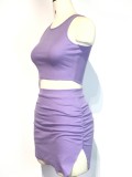Summer Knit Vest Crop Top and Mini Skirt 2 Piece Set