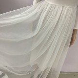 Autumn Formal Elegant White Mesh Prom Dress