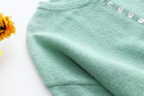 Autumn Solid Plain Button Up Knit Basic Top