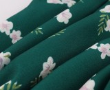 Summer Print Floral Green Vintage Wrap Blouse
