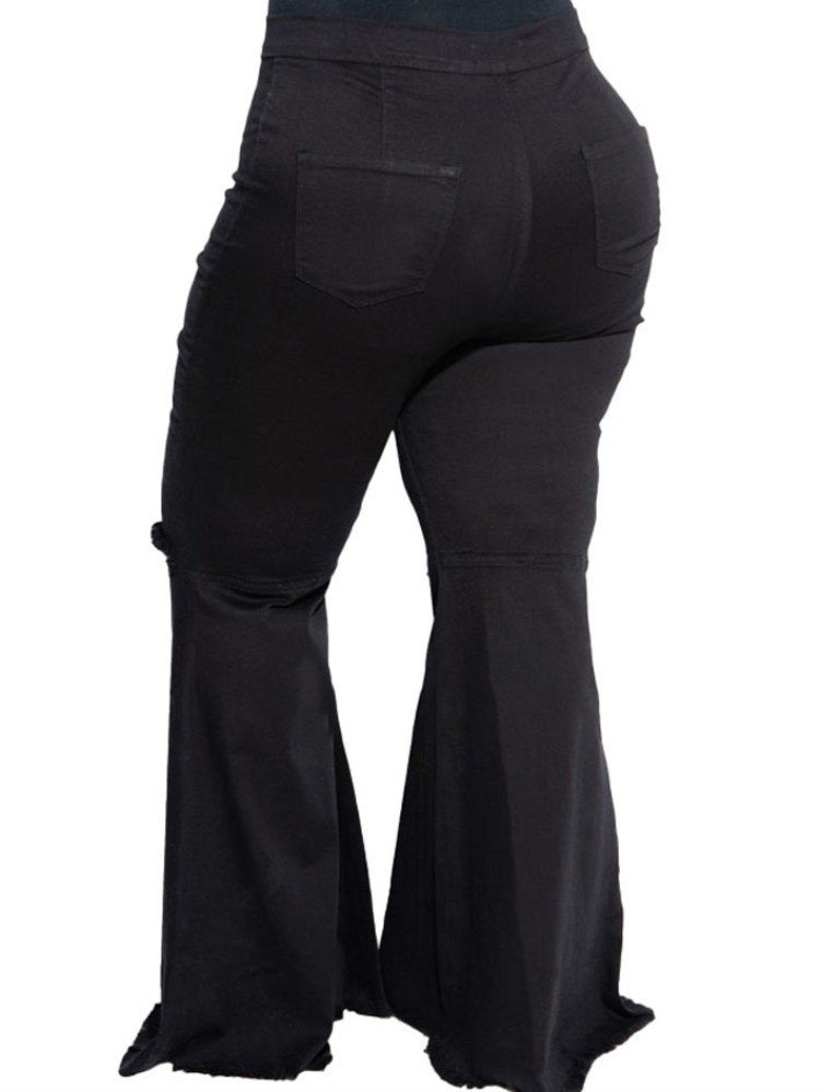 black ripped flare jeans