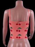 Autumn Pink Knit Strawberry Basic Strap Vest
