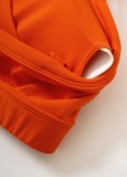 Summer Orange Cut Out Yoga Strap Bra and High Waist Legging Set