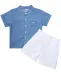 Kids Boy Summer Blue Denim Blouse and White Shorts Set
