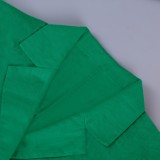 Autumn Turndown Collar Green Loose Blazer with Pockets