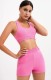 Summer Pink Gym Crop Top Vest and Shorts Set