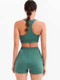 Summer Green Gym Crop Top Vest and Shorts Set