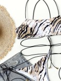 Summer Sexy Tigerskin Prined Lace Up Two Piece Swimsuit