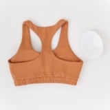Summer LT-Brown Gym Crop Top Vest and Shorts Set