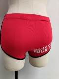 Summer Sexy Red Letter Print Sport Shorts