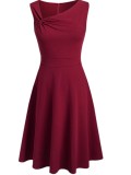 Summer Vintage Red Irregular Neck Sleeveless Mini Dress