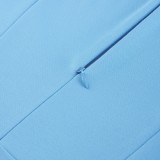 Summer Vintage LT-Blue O-Neck Short-sleeve Slim Bodycon Dress