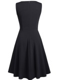 Summer Vintage Black Irregular Neck Sleeveless Mini Dress