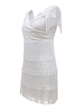 Summer Sexy White Sweetheart Off Shoulder Tassels Party Dress