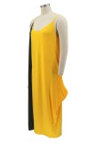 Summer Plus Size Contrasted Color Sleeveless Long Maxi dress