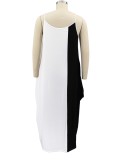 Summer Plus Size Contrasted Color Sleeveless Long Maxi dress