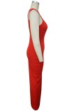 Summer Sexy Red Hollow out Long Dress
