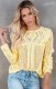 Winter Trendy Yellow Hollow Out Long Seelve Sweater