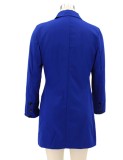 Autumn Trendy Blue Button Up Long Sleeve Blazer Dress