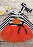 Baby Girl Autumn Pumpkin Tutu Party Dress with Matching Headband