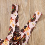 Baby Girl Autumn Print Two-Piece Suspender Skirt Set