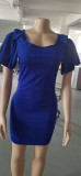 Autumn Formal Blue Off Shoulder Bodycon Dress with Wide Sleeves