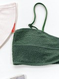 Two-Piece Simple Green Strap Swimwear
