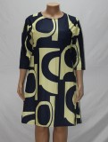Autumen Plus Size Fit-and-Flare Print Mature Dress with 3/4 Sleeves