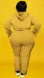 Autumn Plus Size Yellow Tassels Hoody Top and Pants Sweatsuit