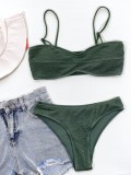 Two-Piece Simple Green Strap Swimwear