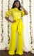 Autumn Lace Upper Formal Yellow Jumpsuit with Belt
