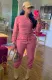 Autumn Casual Pink Crop Top and Sweatpants 2 Piece Tracksuit
