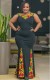 Summer Plus Size African Black Sleeveless Mermaid Maxi Dress