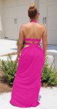 Summer Sexy Pink Hollow out Slit Long Maxi Dress