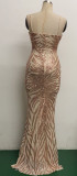 Summer Golden Sequins Strap Mermaid Long Evening Dress