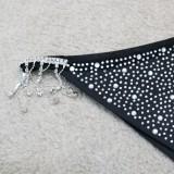 Summer Sexy Black Beaded Tassel Bra and Matching Panties Set