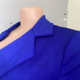 Autumn Blue Long Sleeve Blazer Dress with Belt