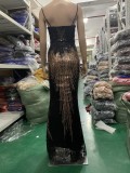 Summer Black Sequins Strap Mermaid Evening Dress