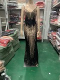 Summer Black Sequins Strap Mermaid Evening Dress