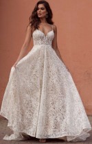 Summmer White Floral Lace Strap Long Evening Dress