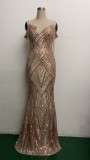 Summer Formal Sequins Strap Mermaid Evening Dress with Fringe Sleeves