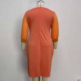 Fall Plus Size Mature Women Floral Midi Coporate Dress