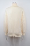 Winter White Turndown Collar Regular Pullover Sweater